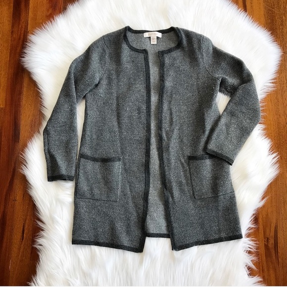 Ellen Tracy Sweaters - {Ellen Tracy} Grey Wool Knit Cardigan